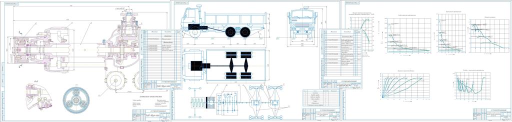 Чертеж Автомобиль грузовой общего назначения (6х4) с разработкой привода к ведущим колесам