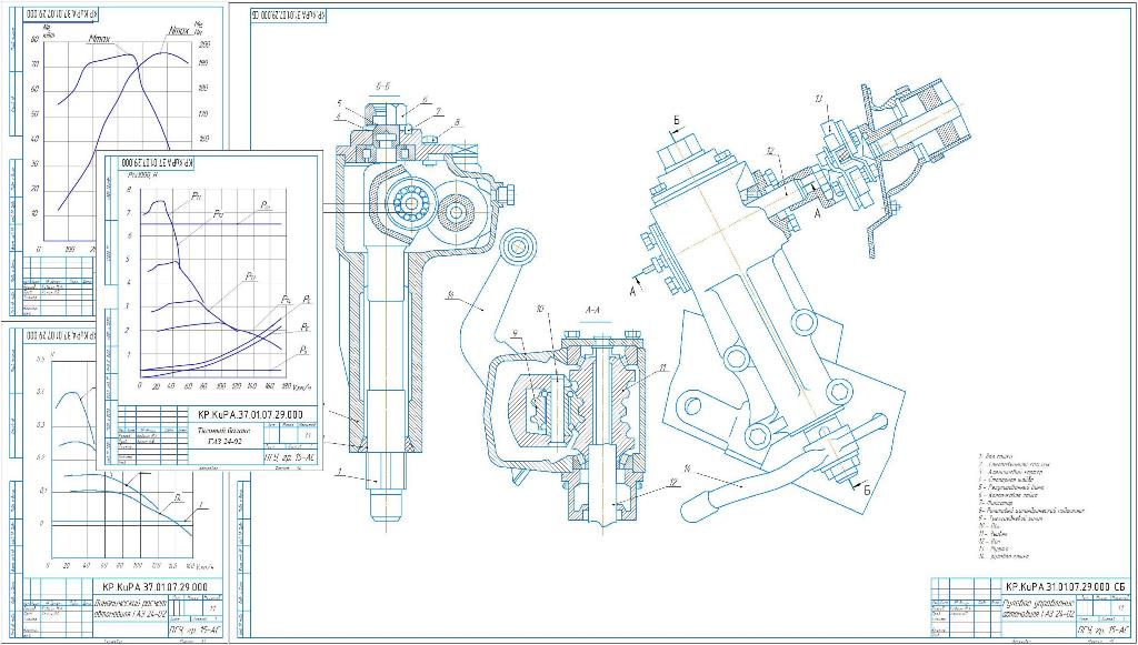 Чертеж Рулевой механизм автомобиля ГАЗ 24-02