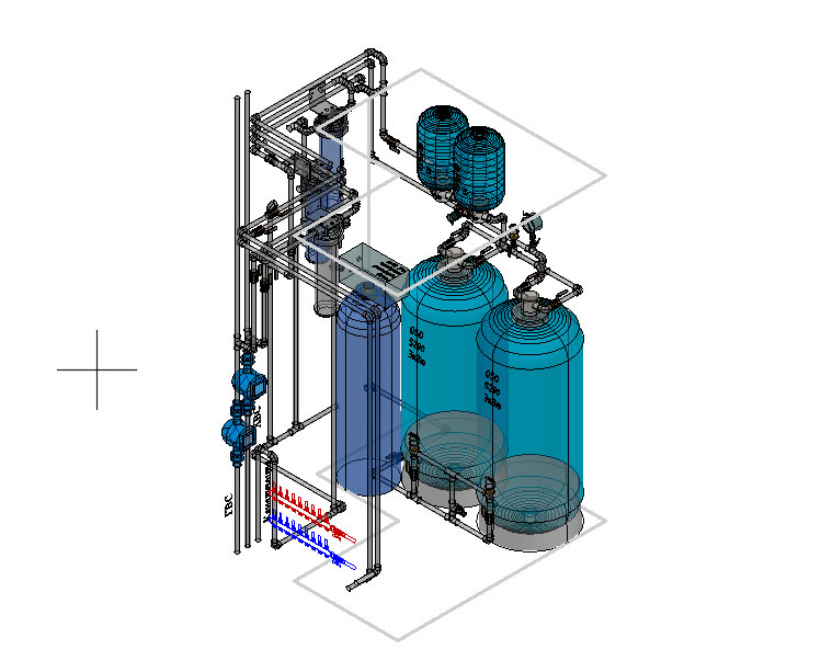 3D модель Рабочий проект (3d) водоподготовки в квартире