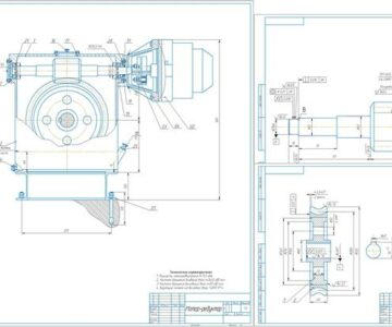 Чертеж Проектирование червячного мотор-редуктора с верхним расположением червяка