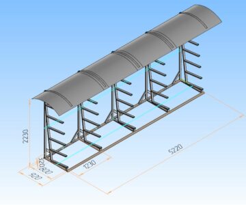 3D модель Стеллаж с козырьком для хранения металлоконструкций (габариты 5220хх920х2230)
