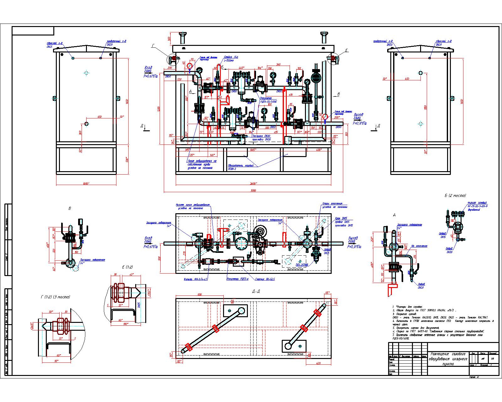 Чертеж Газорегуляторный пункт шкафной ГРПШ