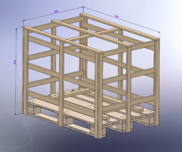 3D модель Ящик каркасный на европоддоне