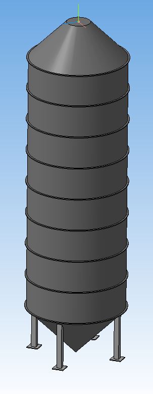 3D модель Бункер под зерно (Силос) d-3200мм 70м3