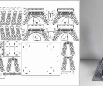 Чертеж Эйфелева башня раскладка для лазерной резки металл S 0,8