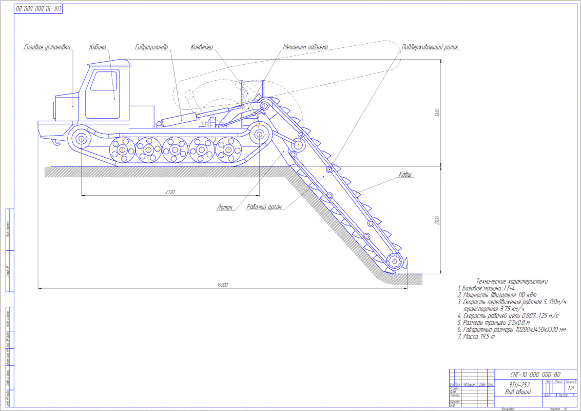 Чертеж Траншеекопатель ЭТЦ-252