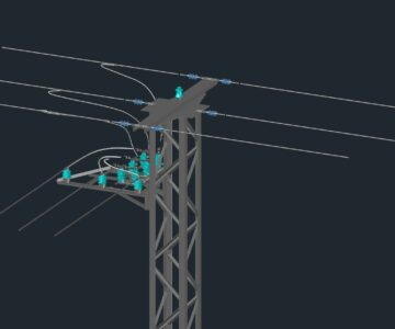 3D модель Опора анкерная АО10Г-1М с разъединителем и УО