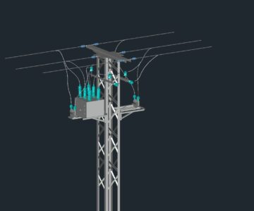 3D модель Анкерная опора АО10Г-1М с навесным оборудованием