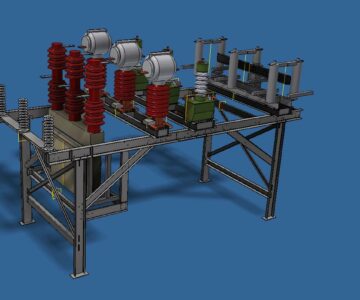 3D модель Конструкция сборно-разборная из листового металла для установки оборудования 35кВ (разъединитель, трансформаторы тока, трансформаторы напряжения, вакуумный выключатель и т.д.)