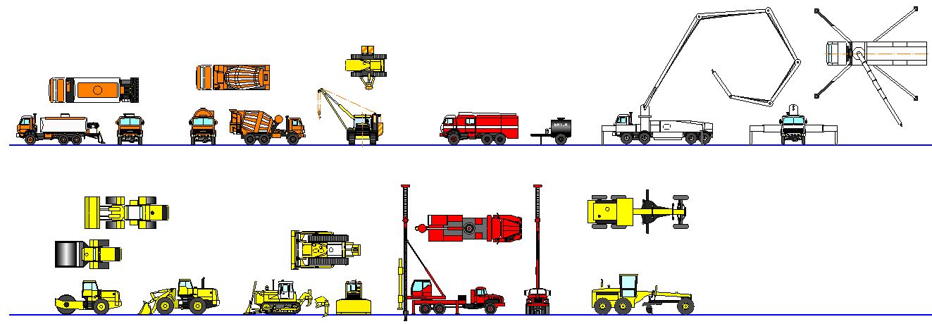 Чертеж Объекты для добавления в ПОР/ППР - дорожные машины (автогудронатор, тракторы, погрузкичи, автобетононасос)