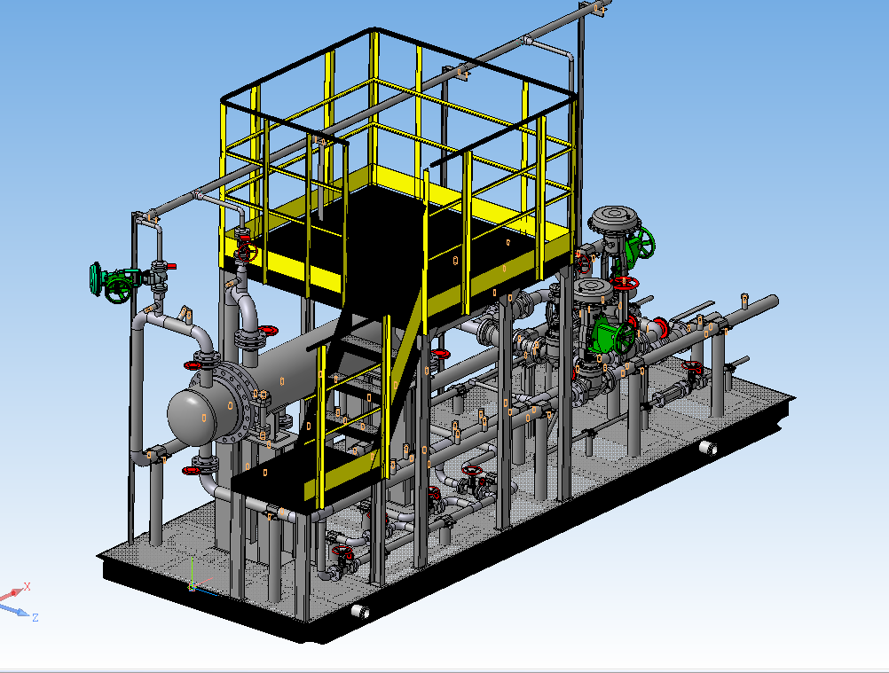 3D модель Блок теплообменника рекуперативного «газ-азот»