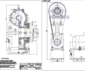 Чертеж Привод ленточного конвейера. Расчет вертикального червячного редуктора с u=28