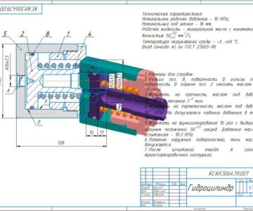 3D модель Гидроцилиндр одностороннего действия с пружинным возвратом