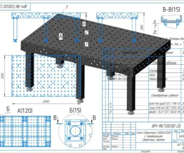 3D модель Стол сварочный 2000х1200 с перфорацией