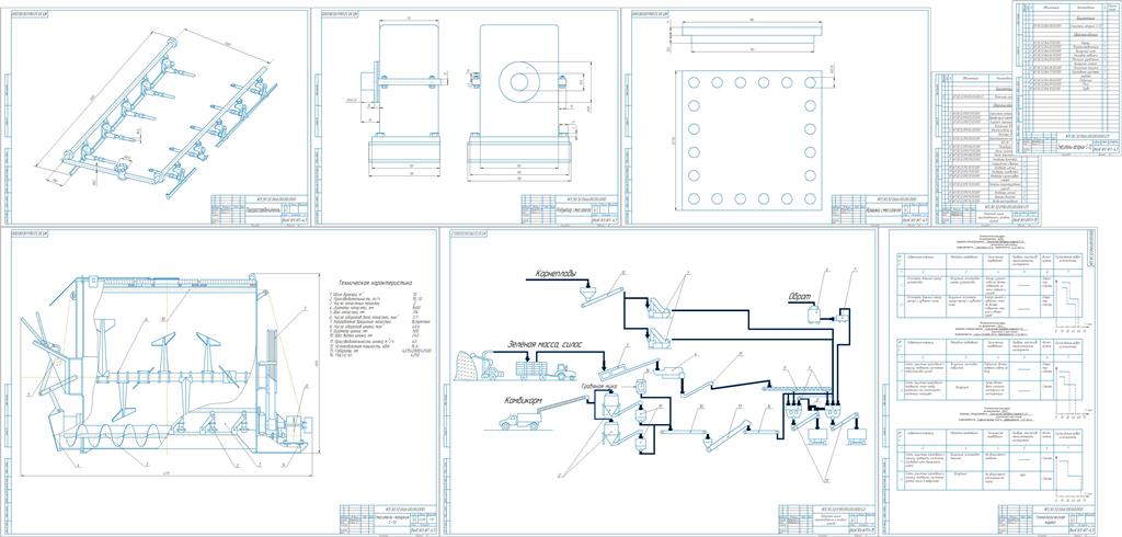 Чертеж Проект комплексной механизации животноводческих ферм с разработкой машины смесителя-запарника С-12 и ее ТС