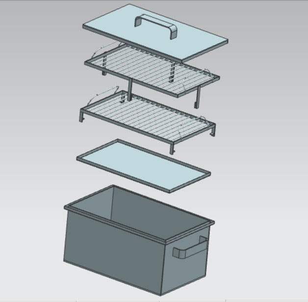 3D модель Чертежи коптилки размером 400х250х200