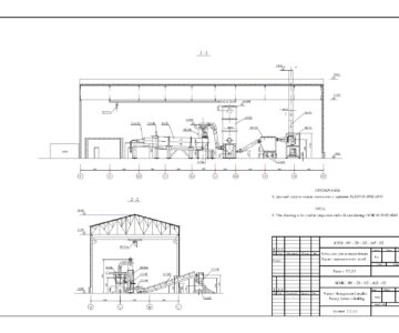Чертеж Комплекс утилизации отходов. Здание вращающихся печей
