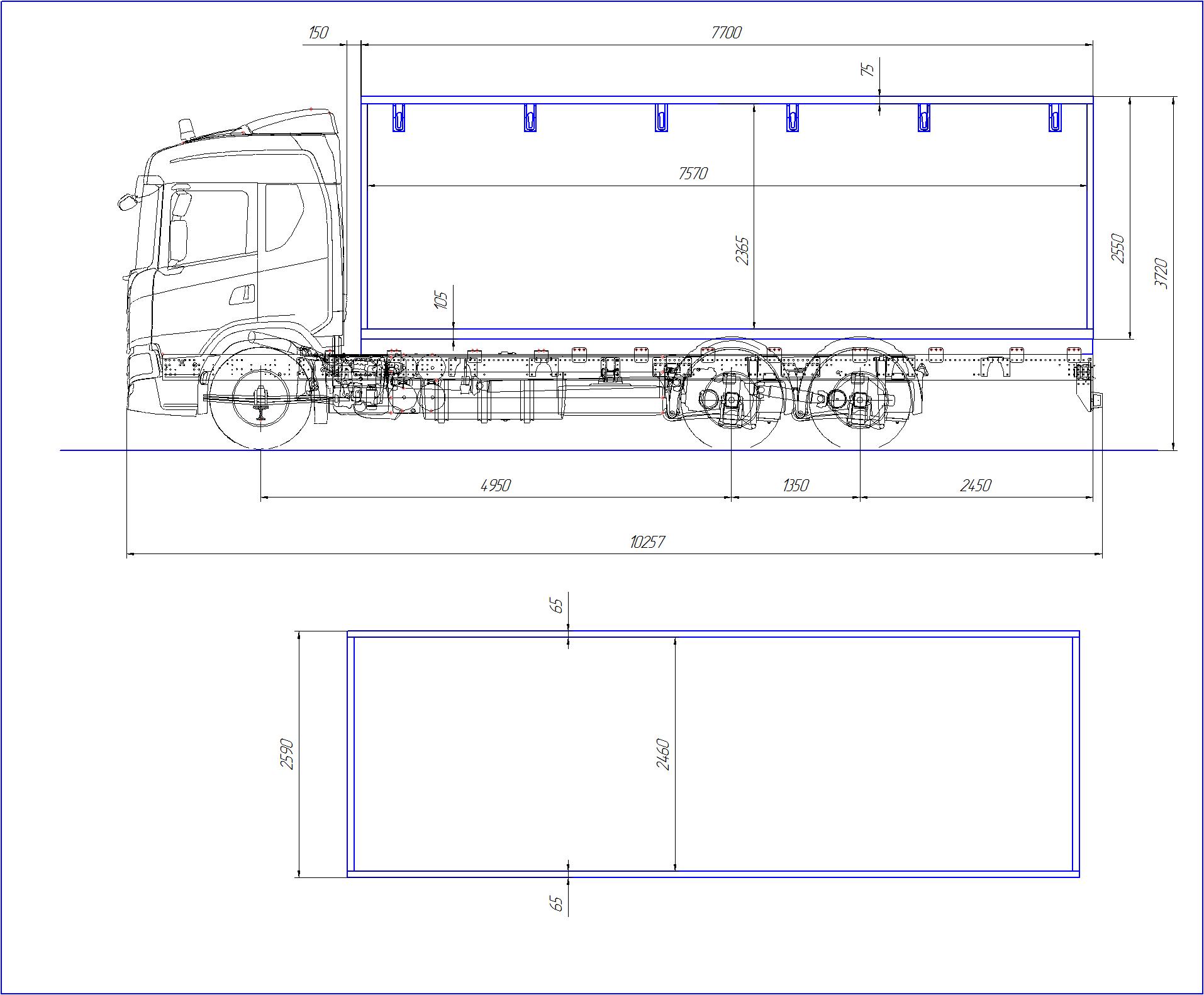Чертеж Скания 6х4 со съемной крышей