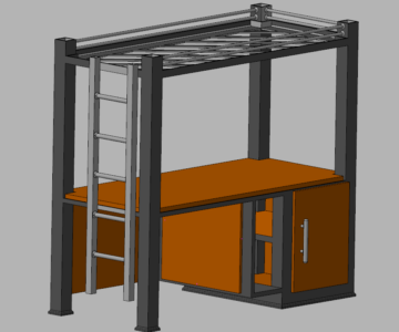 3D модель Ярусная кровать со столом / своими руками 200x190x94 см.