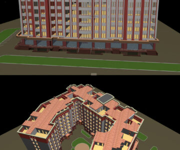 3D модель 7и этажный жилой комплекс г.Бухара