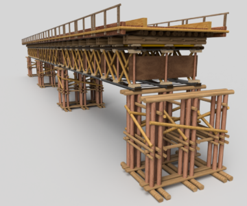 3D модель Деревянный мост системы Гау-Журавского