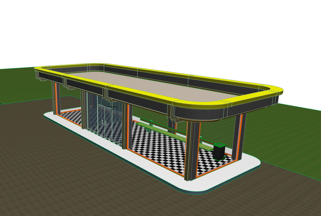 3D модель Остановка с магазином 15х4м
