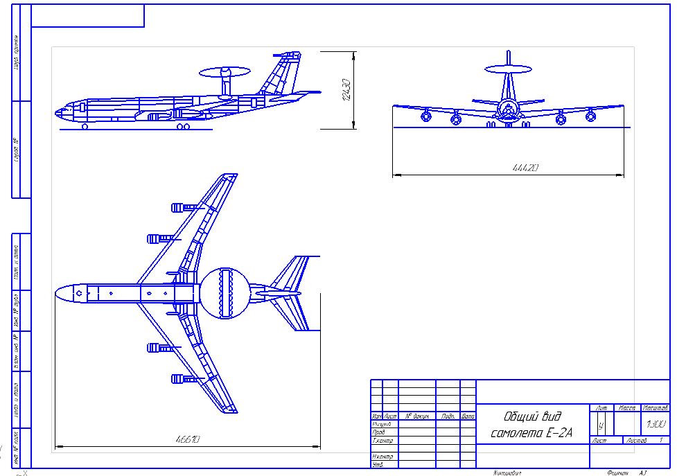Чертеж Аэродинамические характеристики самолёта E-3A