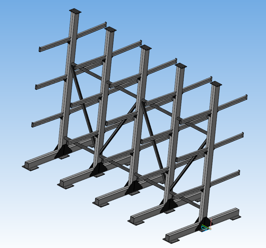 3D модель Стеллаж консольный. Грузоподъемность Q=8 тонн.
