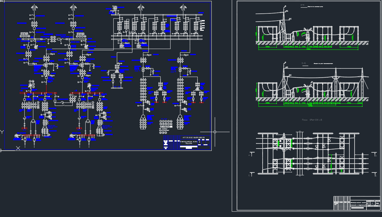 Чертеж Электрическая часть ТЭЦ 390 МВт