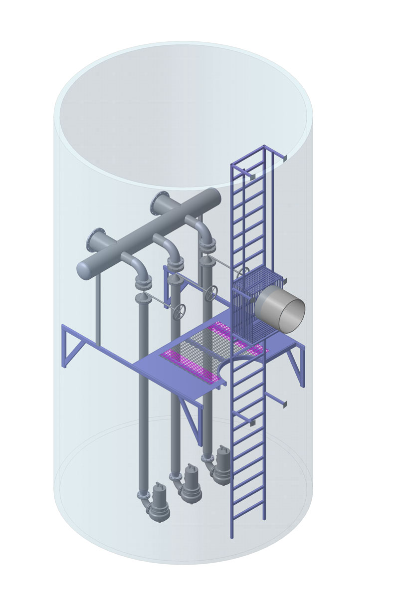 3D модель Канализационная насосная станция 3 насоса