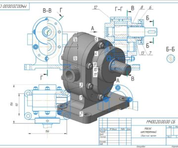 3D модель Насос шестеренный МЧ 00.20 в КОМПАС-3D