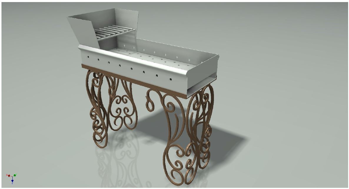 3D модель Мангал с подставкой и ковкой