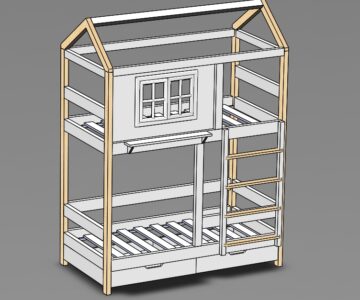 3D модель Детская кроватка "Домик двухэтажный"