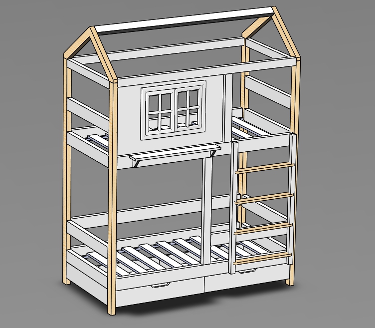 3D модель Детская кроватка "Домик двухэтажный"
