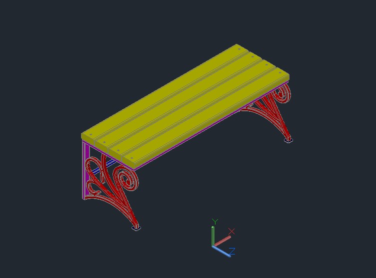 3D модель Скамейка 3D 1.2м