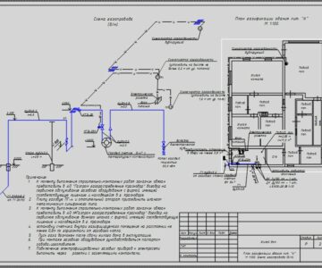 Чертеж Газификация жилого дома с установкой системы контроля загазованности