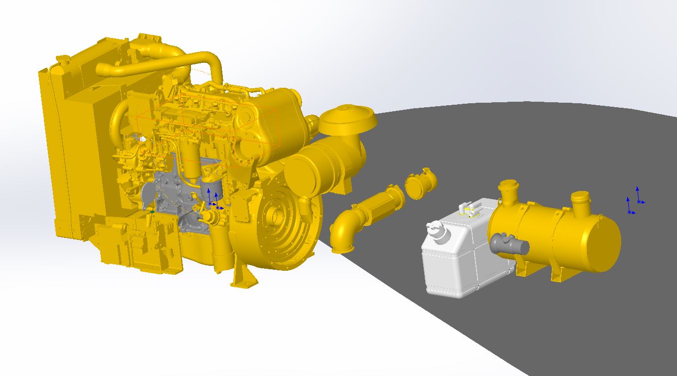 3D модель Индустриальный дизельный двигатель Caterpillar C3.4B