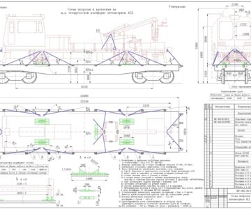 Чертеж Погрузка автомотрисы АГД  на 4-осную платформу