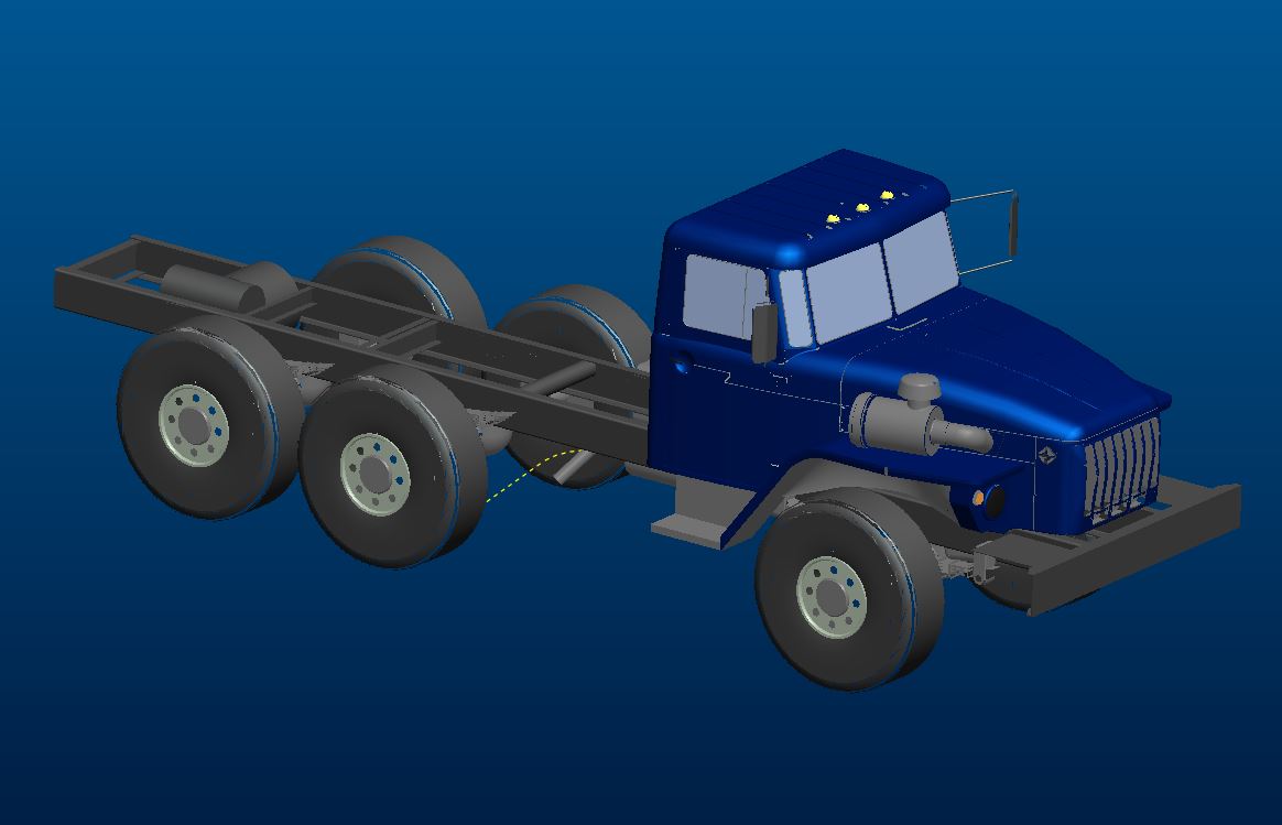 3D модель 3D-модель автомобиля УРАЛ-4320 (короткобазный)