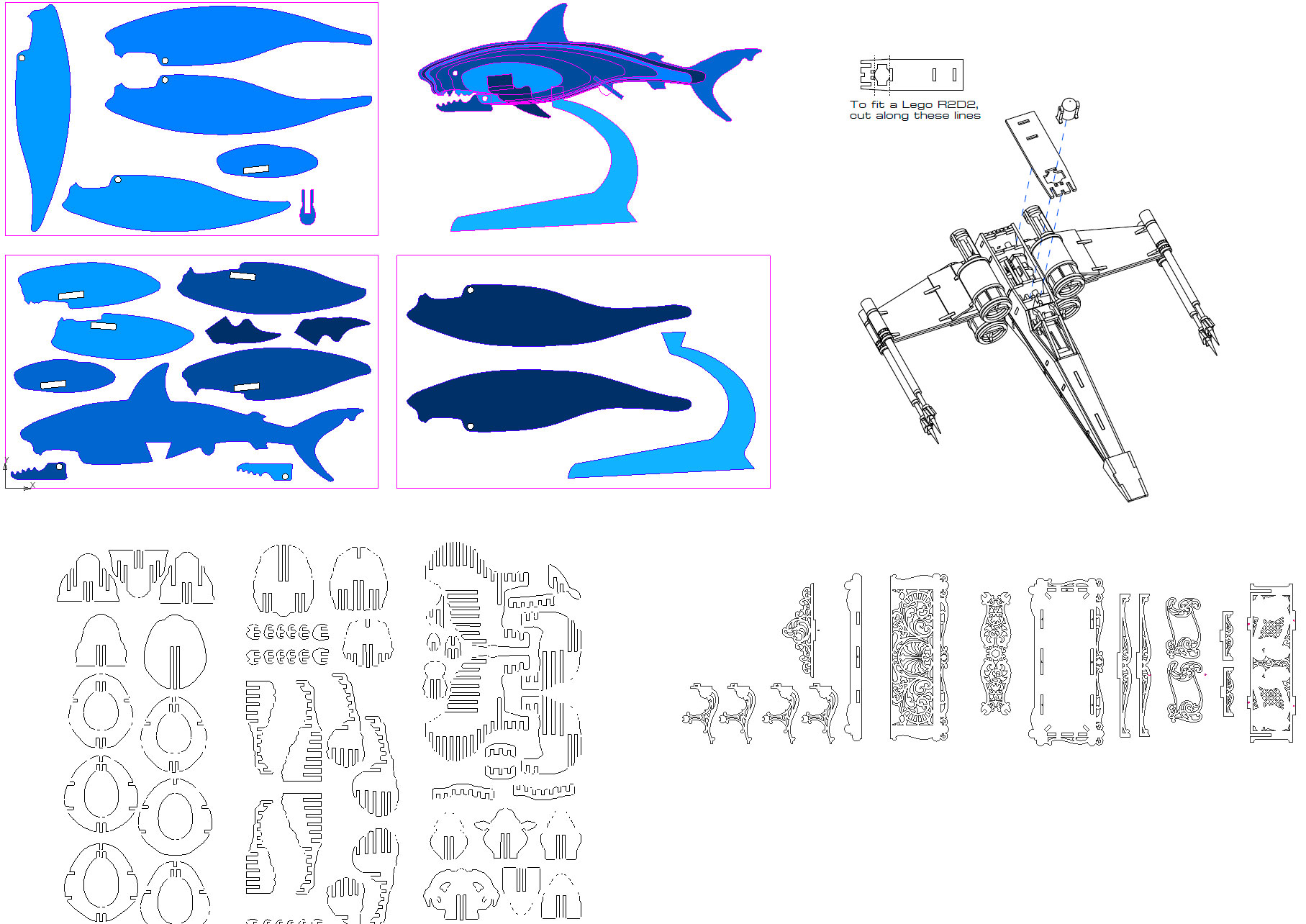 3D модель 3D пазлы из фанеры. Контуры DXF