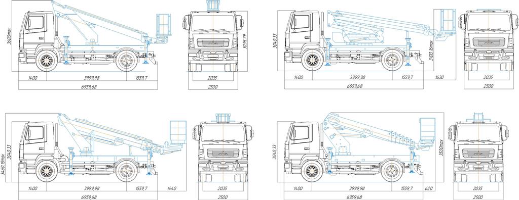 Чертеж Телескопический подьемник 18, 20, 22 и 24м на базе МАЗ 5340