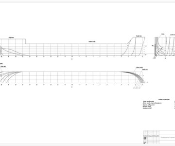 Чертеж Теоретический чертеж танкера водоизмещением 21000 тонн