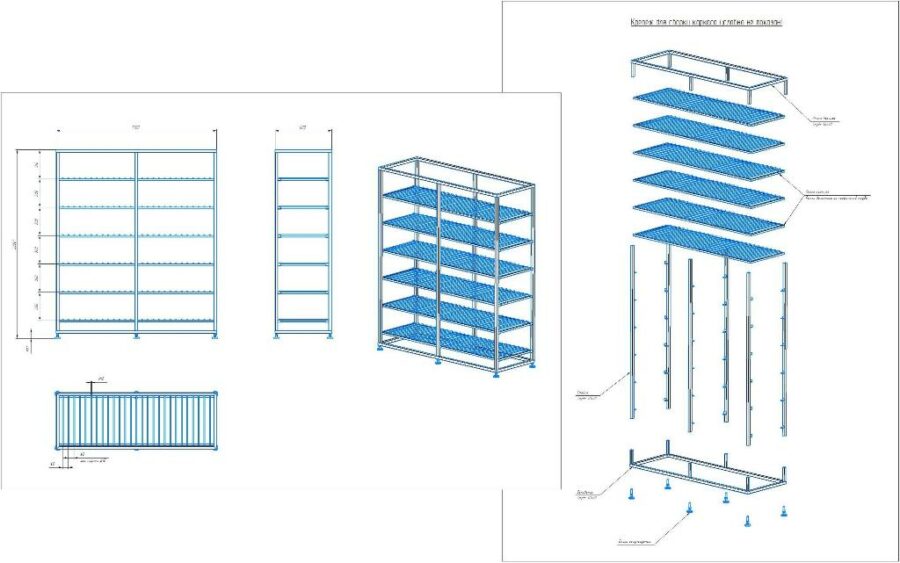 Стеллаж разборный 6 полок - Чертежи, 3D Модели, Проекты, Металлоконструкции