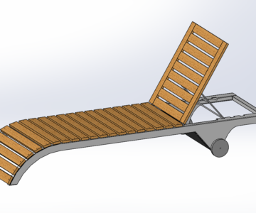 3D модель Шезлонг стационарный (металлический каркас, основание сидения и спинки - дерево ) общая длина ~2350мм