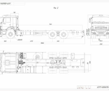 Чертеж Габаритный чертеж КАМАЗ 65117-50