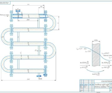 Чертеж Процесс тепловой обработки сливок с расчетом теплообменного аппарата типа труба в трубе