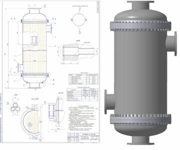 3D модель Рассчитать и спроектировать вертикальный теплообменный аппарат