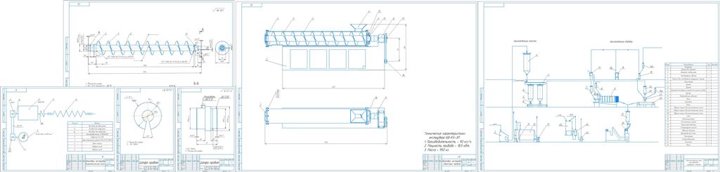 Чертеж Линия производства кукурузных палочек с расчетом экструдера Б8-КХ-ЗП