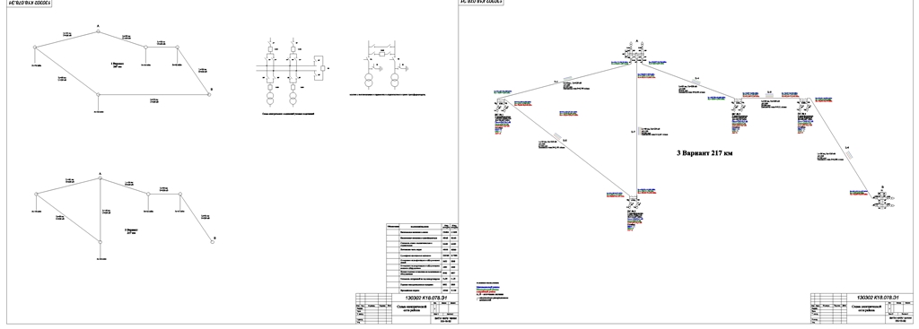Чертеж Проект районной электрической сети для электроснабжения потребителей подстанции