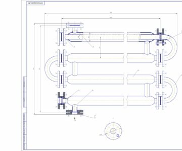 Чертеж Расчет холодильника-конденсатора типа «труба в трубе» для конденсации насыщенного пара хлороформа